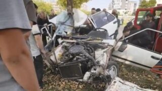 Siverek’te otomobil ağaca ok gibi saplandı: 3 yaralı